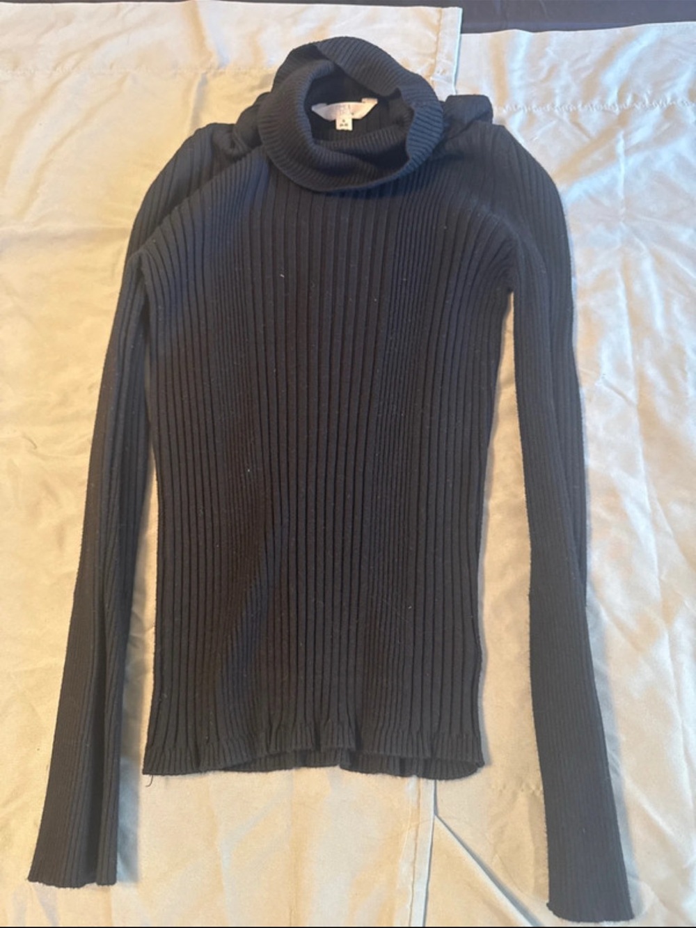 Time and Tru Black Ribbed Cowl Neck Sweater